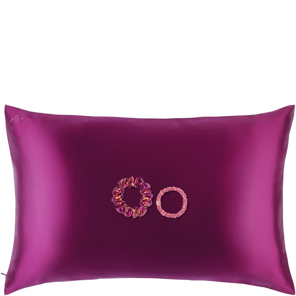 Slip Blossom Nights Silk Set - Queen Pillowcase, Skinny and Large scrunchies